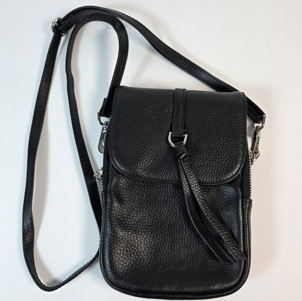 Genuine Leather Black Crossbody Purse for Women Soft Leather Shoulder Bag Small